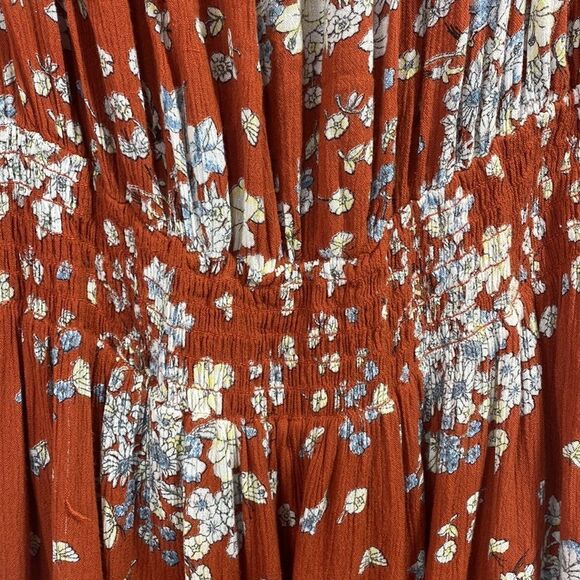 Urban Outfitters Floral Boho Cottagecore Mini Dress Off Shoulder Smocked Size L - Picture 8 of 15